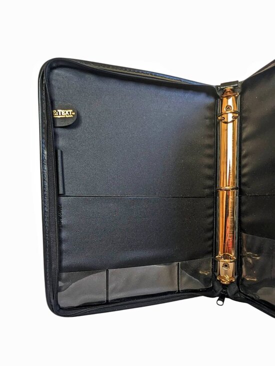 Time Text Other - Vintage A4 Black Leather TIME TEXT Zippered Portfolio 3 Ring Binder Made in Cana